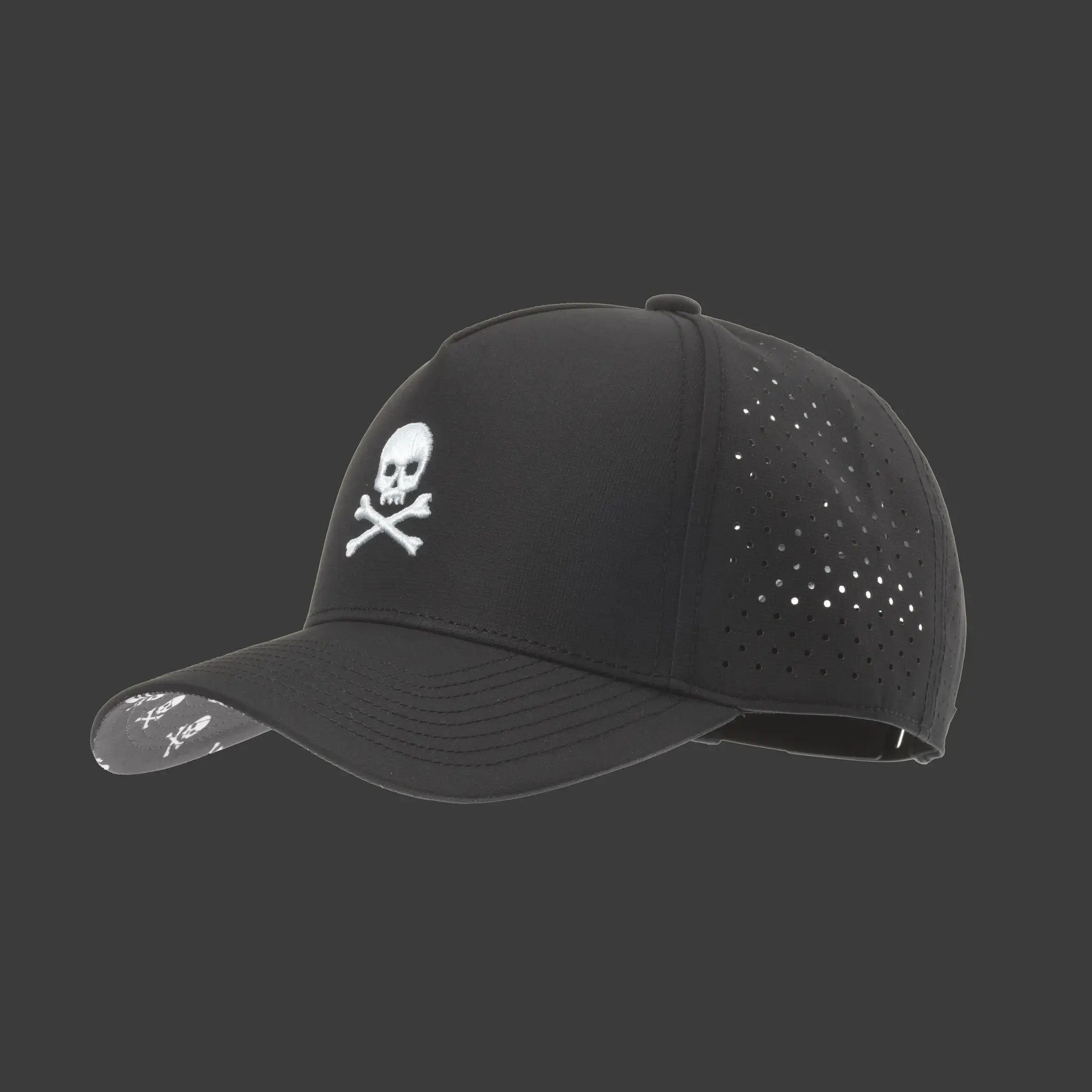 Performance Cool-Tech Golf Hat with Skull & Crossing Clubs Design