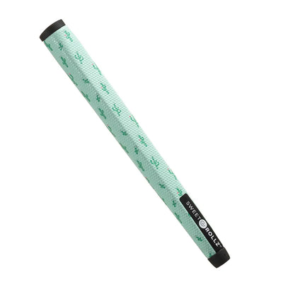 Cacti - Skinny putter grip with green cactus pattern on a light green background, side view