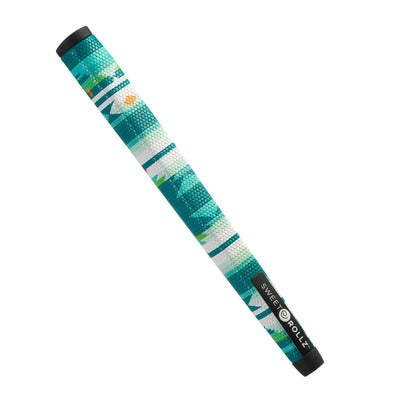 Mojave - Skinny putter grip with turquoise, white, and orange pattern, side view