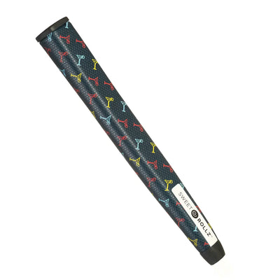 Sinatra - Midsize putter grip with colorful martini glass pattern, side view