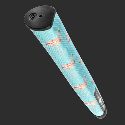 South Beach - Skinny putter grip angled view showing flamingos and logo