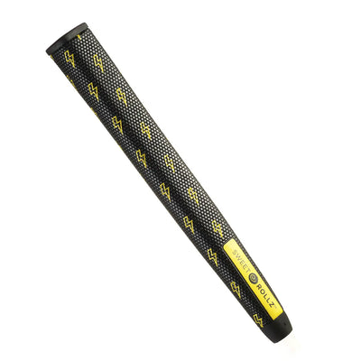 Thunderstruck - Midsize putter grip with yellow lightning bolts on black, side view